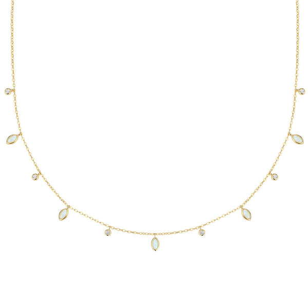 VFX0309 Waterdrop Opal Cubic Zirconia Layered Necklace
