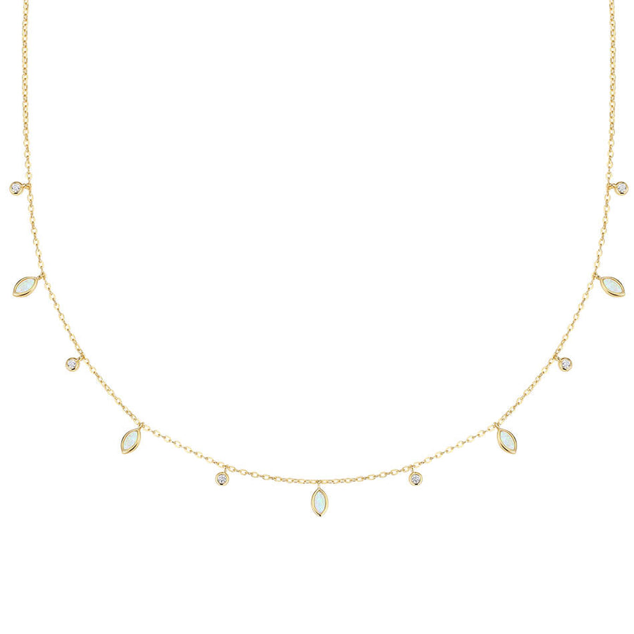 VFX0309 Waterdrop Opal Cubic Zirconia Layered Necklace