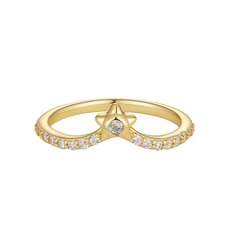 VFJ0330 Star V Shape Ring Pave CZ