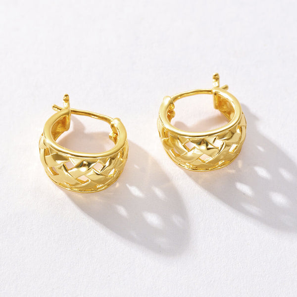 VFE0196 Hollow Texture Chunky Hoop Earrings