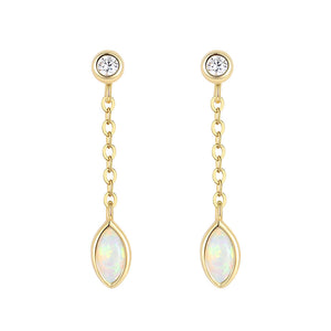 VFE0383 Marquise Opal Drop Chain Stud Earring