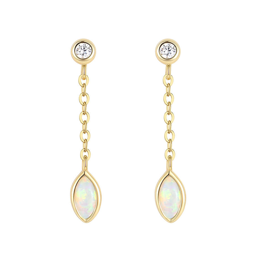 VFE0383 Marquise Opal Drop Chain Stud Earring