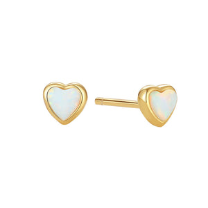 VFE0363 Bezel Heart Opal Stud Earring