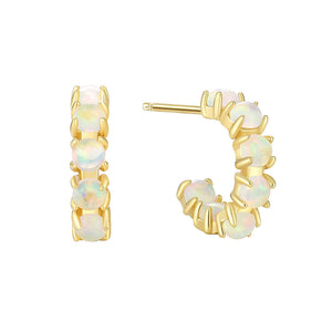 VFE0378 Claw Set Opal Half Hoop Earring