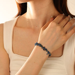 PB0093 925 Sterling Silver Colorful Blue Crystal Bracelet