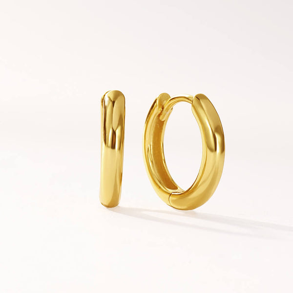 FE3480 Simple High Polish Huggie Hoop Earring