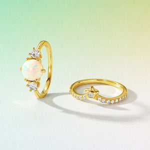 October Opal Birthstone Rings Jewelry