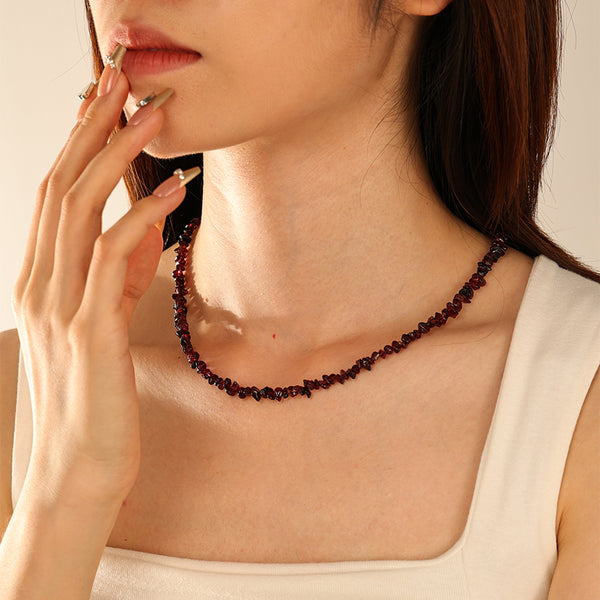 PN0162 925 Sterling Silver Irregular Beaded Necklace