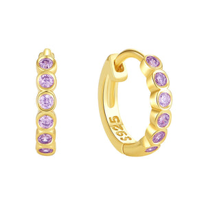 VFE0300 Rainbow Birthstone Huggie Hoop Earring