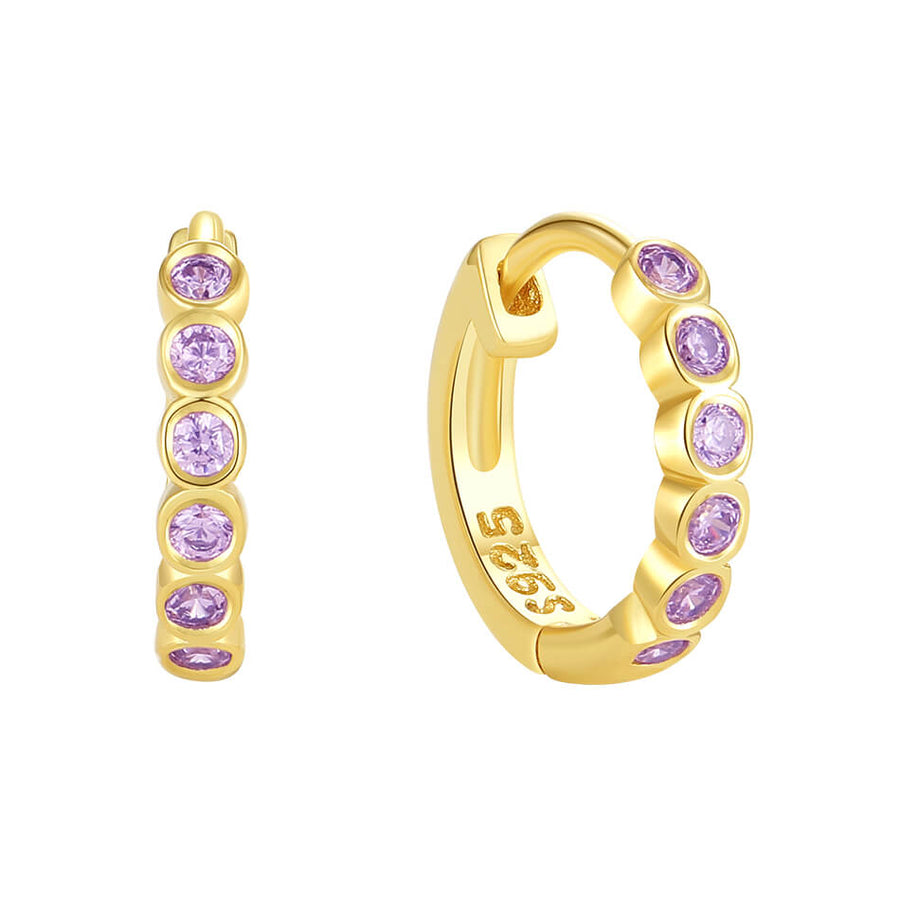 VFE0300 Rainbow Birthstone Huggie Hoop Earring