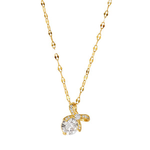 FX1313 Butterfly Bow Cubic Zirconia Pendant Necklace