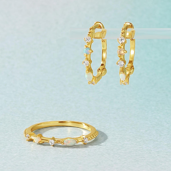 VFE0331 Opal CZ Thin  Hoop Earrings