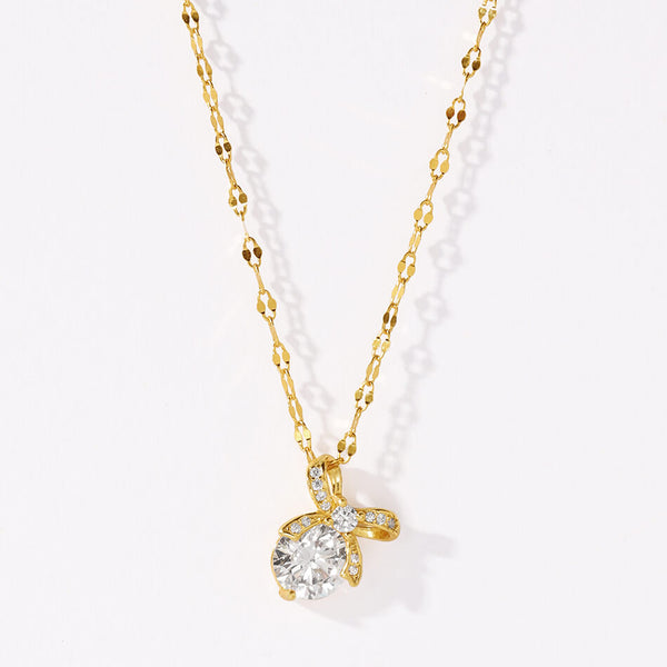 FX1313 Butterfly Bow Cubic Zirconia Pendant Necklace