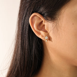 FE2244 925 Sterling Silver Luxury Shining Snowflake Stud Earrings