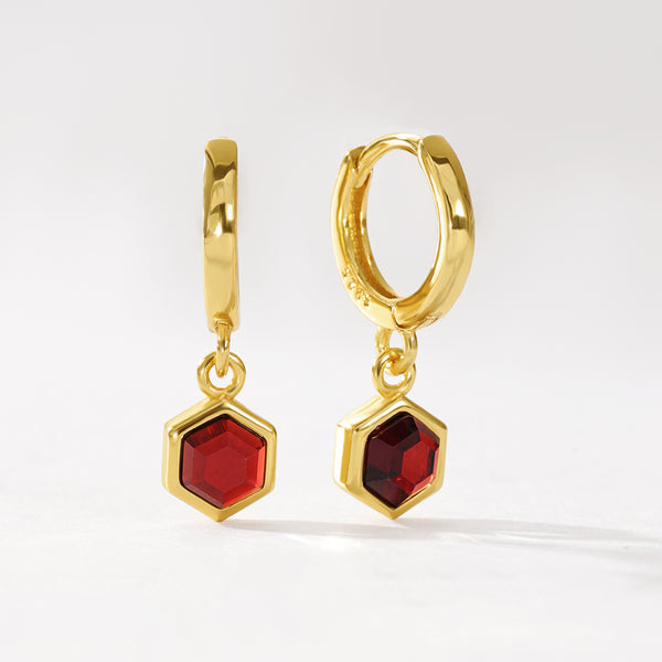 VFE0241 Birthstone Hoop Dangle Earrings