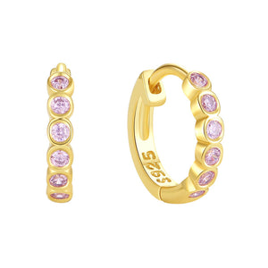 VFE0300 Rainbow Birthstone Huggie Hoop Earring