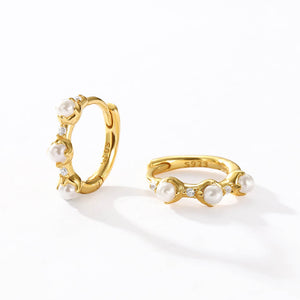 VFE0441 Triple Pearls Hoop Earring