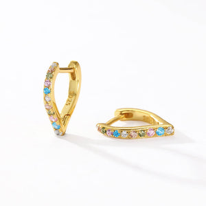 VFE0437 Multicolor Cubic Zirconias Heart Hoop Earring