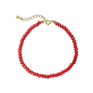 PB0126 925 Sterling Silver Red Coral Beaded Bracelets