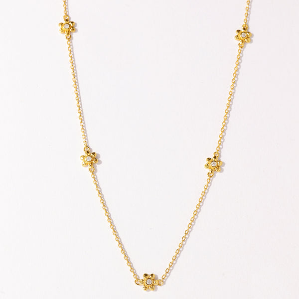 VFX0157 Seven Daisy Flower CZ Necklace