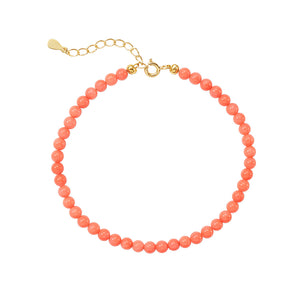 PB0120 925 Sterling Silver Pink Coral Beaded Bracelets