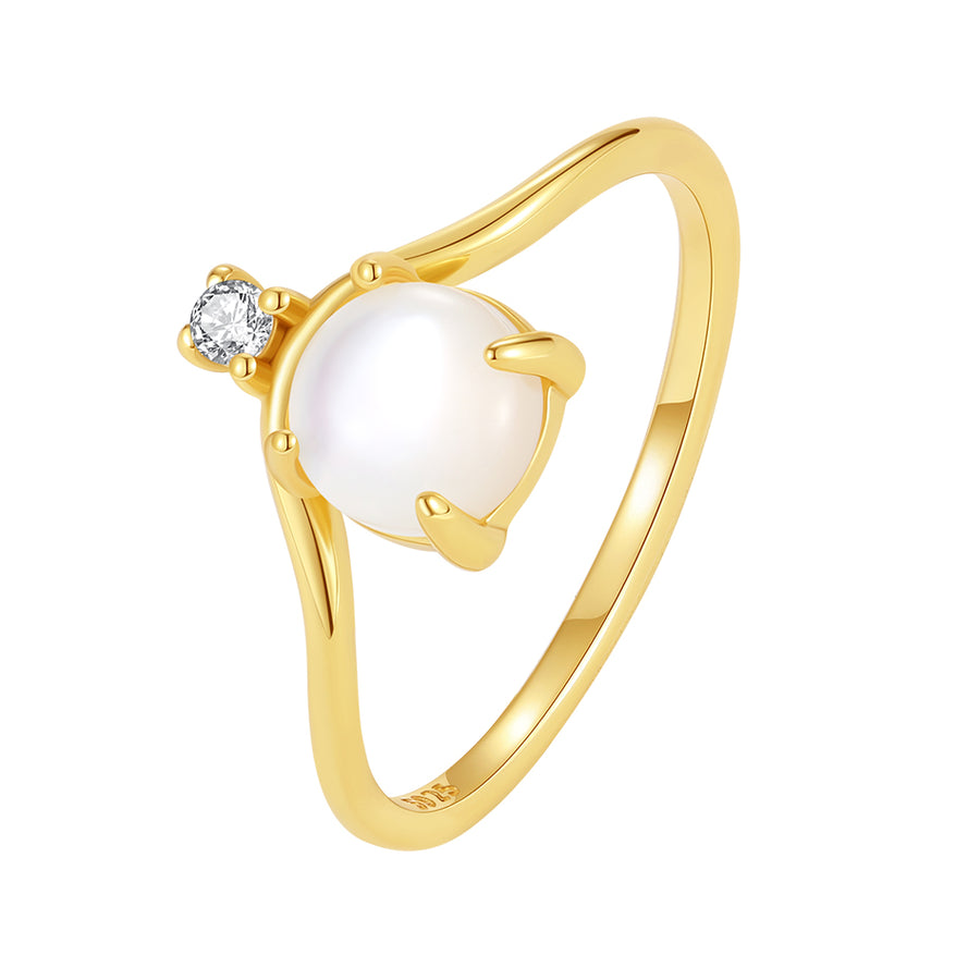 VFJ0547 Mother Of Pearl V Shape Band Ring