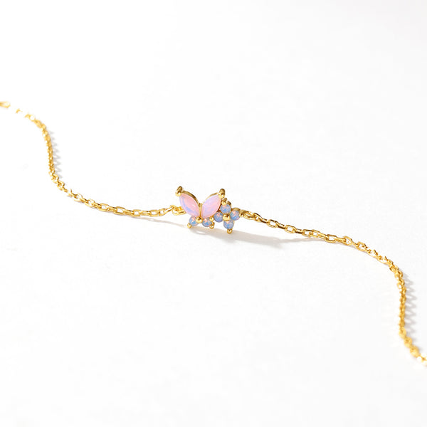 VFS0143 Milky Opal Pink Nano Butterfly Flower Women Bracelet