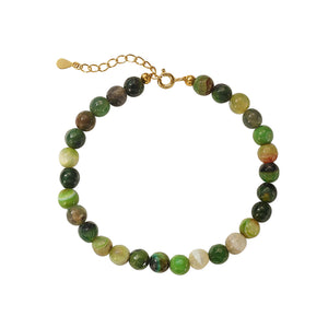 PB0114 Green Agate Charm Beaded Bracelet