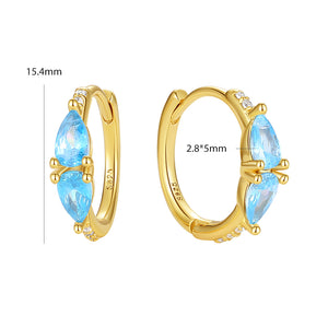 VFE0497 Double Pear Cut Blue CZ Hoop Earrings