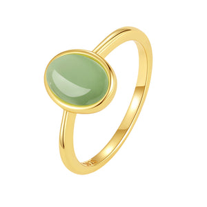 VFJ0595 Bezel Oval Green Aventurine Ring