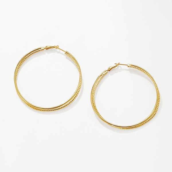 FE3199 Double Circle Big Hoop Earring