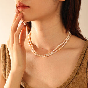 VPN0092 Double Chain Pearl Necklace