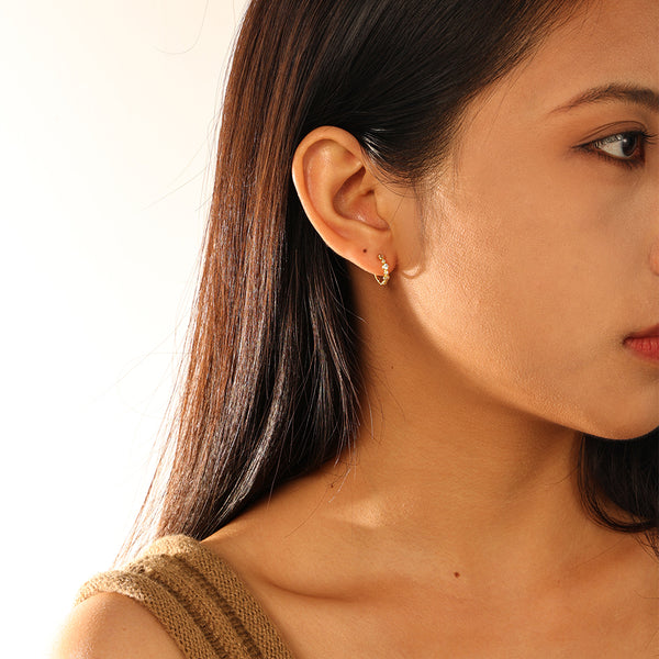 FE2867 925 Sterling Silver Zircon Pave Hoop Earrings