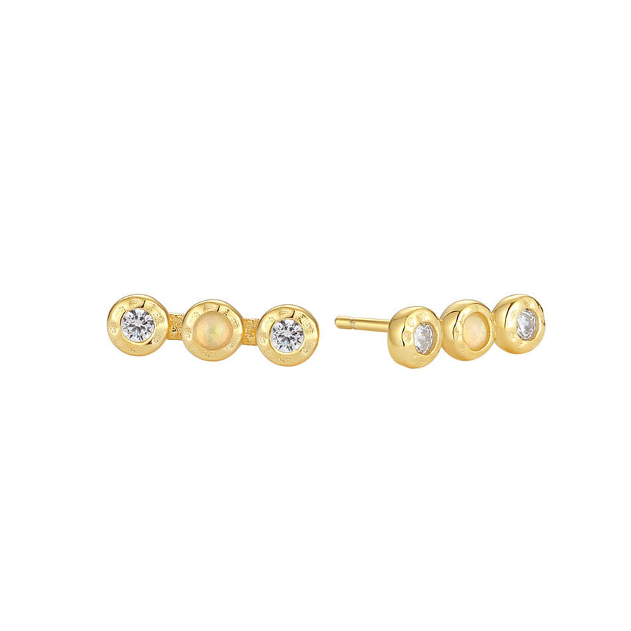 VFE0370 Horizontal Bar Opal CZ Stud Earring