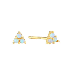 VFE0353 Blue White Opal Trio Mini Stud Earring