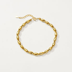PB0099 Oval Gold Bead Bracelet