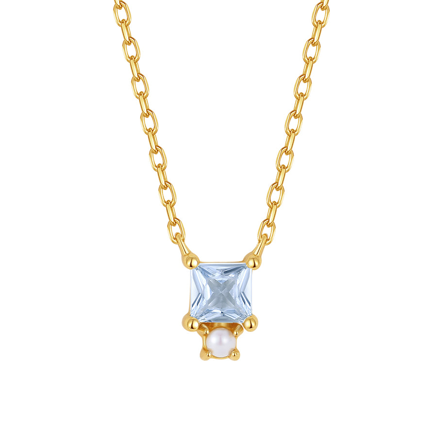 VFX0554 Square Blue Cubic Zirconia Necklace