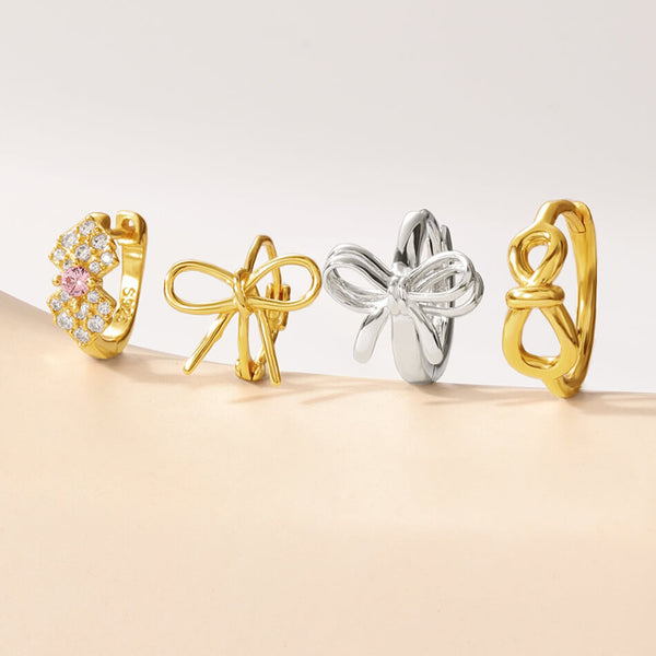 FE3507 Dainty Butterfly Bow Hoop Earrings