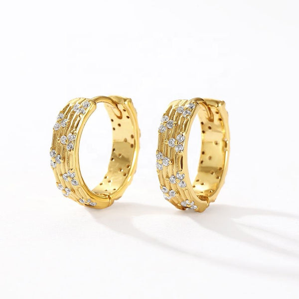 VFE0495 CZ Wide Hoop Earrings