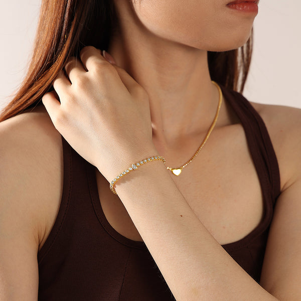 BVFS0713 Brass Waterdrop CZ Tennis Bracelet