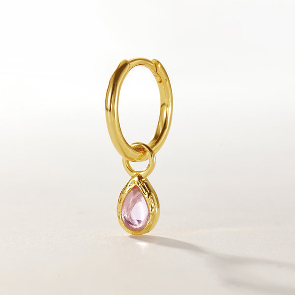 VFD0125 Pink Teardrop Cubic Zirconia Charm Pendant For Earring Making