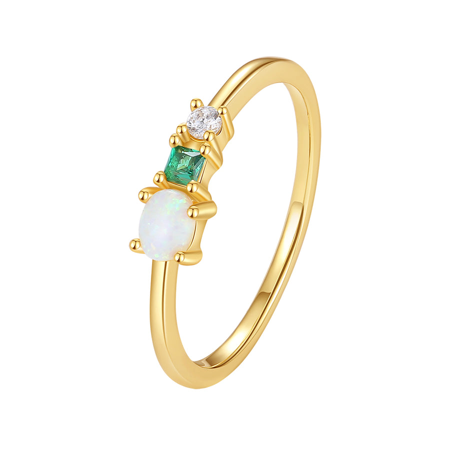 VFJ0459 Oval Opal CZ Band Ring