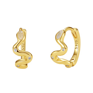 VFE0498 Slithering Snake Hoop Earrings With Moonstone