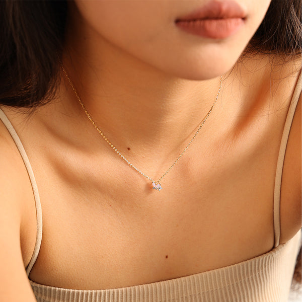 VFX0144 Milky Opal Pink Nano Butterfly Necklace