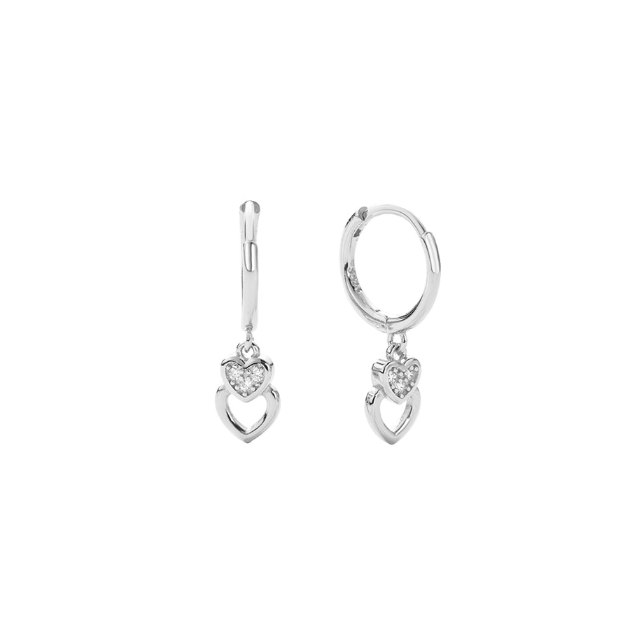FE2727 925 Sterling Silver Zirconia Heart Dangle Earrings