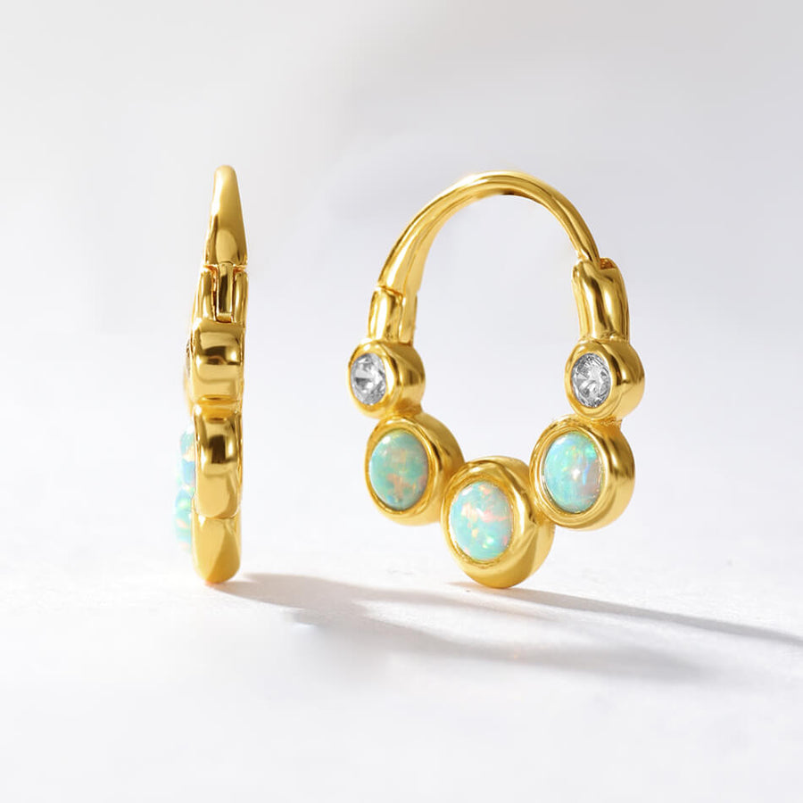 VFE0190 Bezel Setting Opal Hoops Earrings