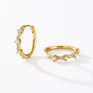 VFE0440 Quartet Shell Pearl Hoop Earrings