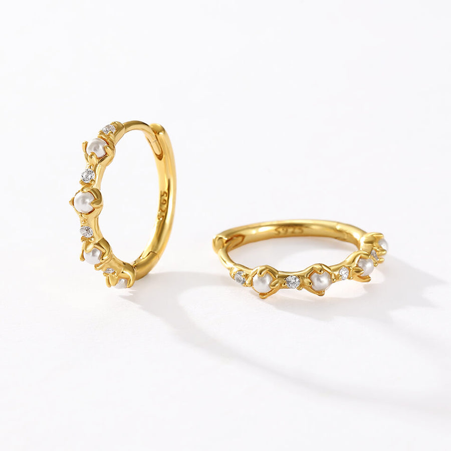 VFE0440 Quartet Shell Pearl Hoop Earrings