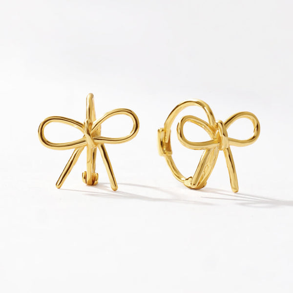 FE3507 Dainty Butterfly Bow Hoop Earrings