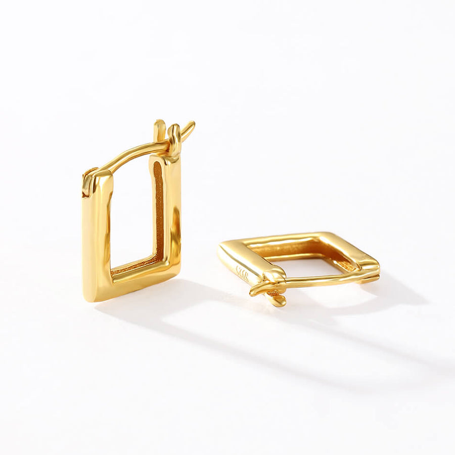 VFE0434 Geometric Rectangular High Polished Hoop Earrings